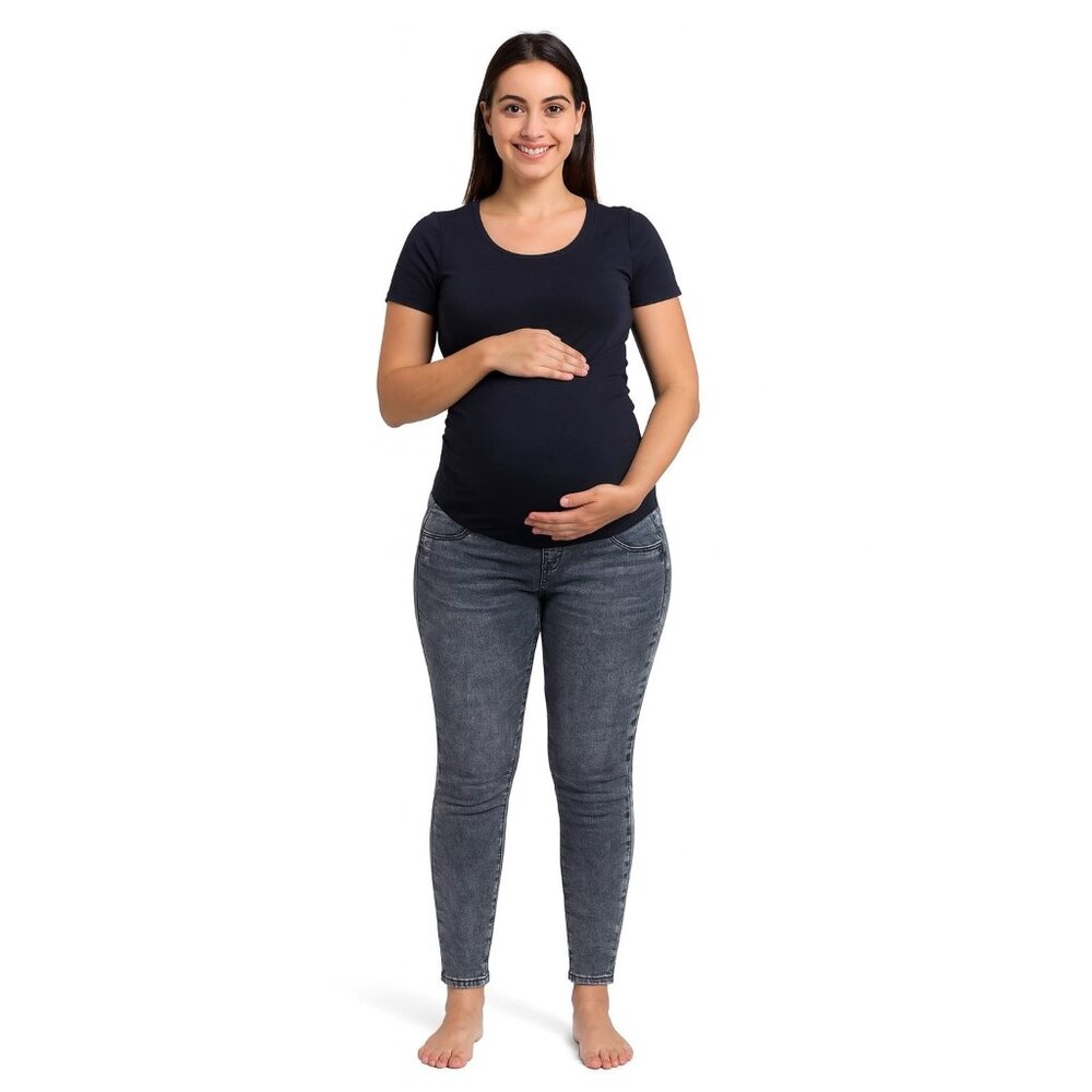 Sonoma Maternity Denim Jegging Full Coverage Panel Black Acid Washed Size 16